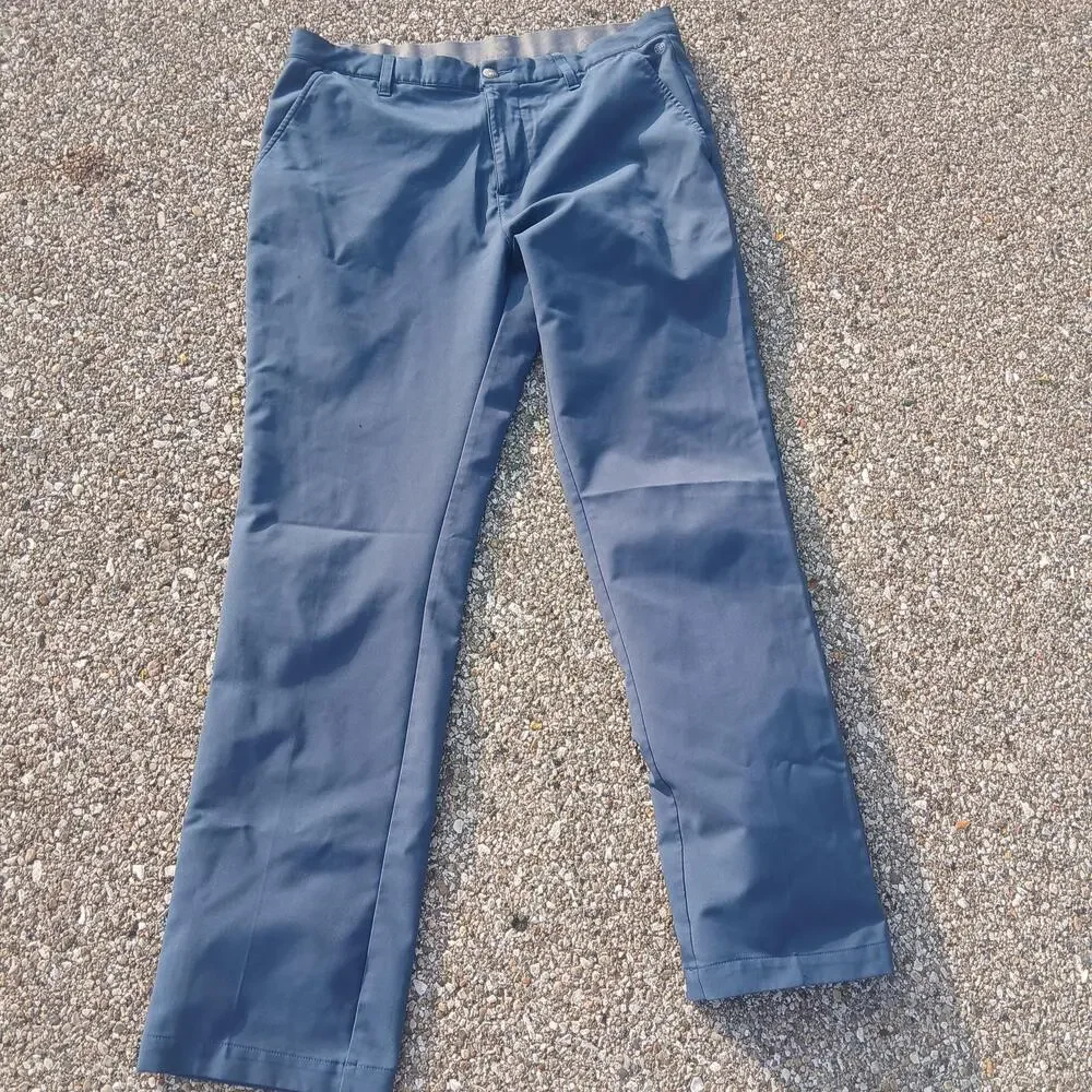 Adidas Golf Pants Mens 34x32 Blue Stretch Chino Straight Leg Pockets Logo